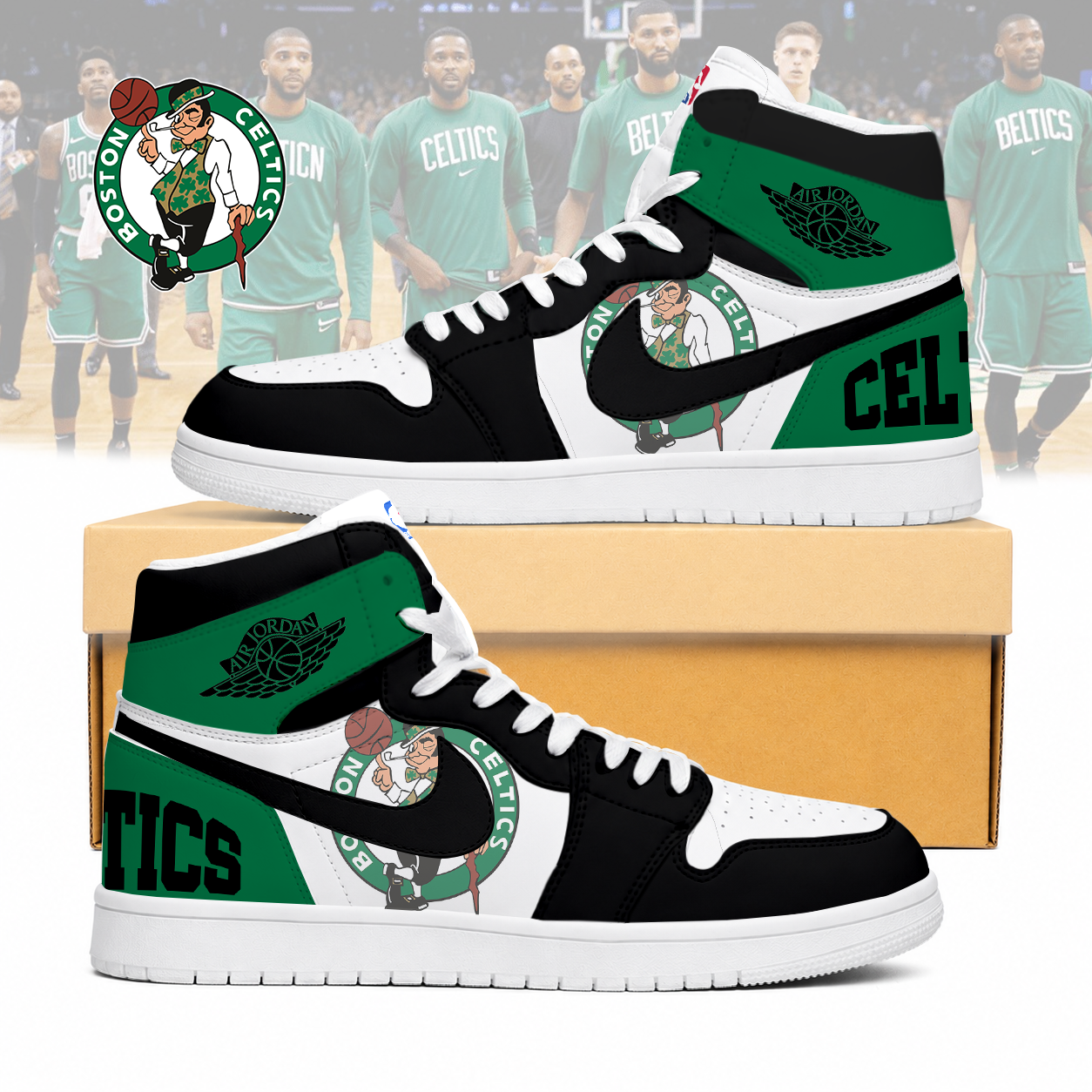 LIMITED EDITION - NEW CUSTOMIZED NBA03 BCE BOSTON CELTICS AIR JORDAN SNEAKERS