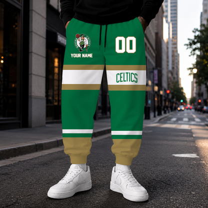 ELITE EDITION - NEW CUSTOMIZED NBA03 BCE BOSTON CELTICS SWEATPANTS