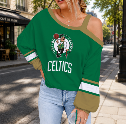 LIMITED EDITION - NEW CUSTOMIZED NBA03 BCE BOSTON CELTICS DROP SHOULDER SWEATSHIRT