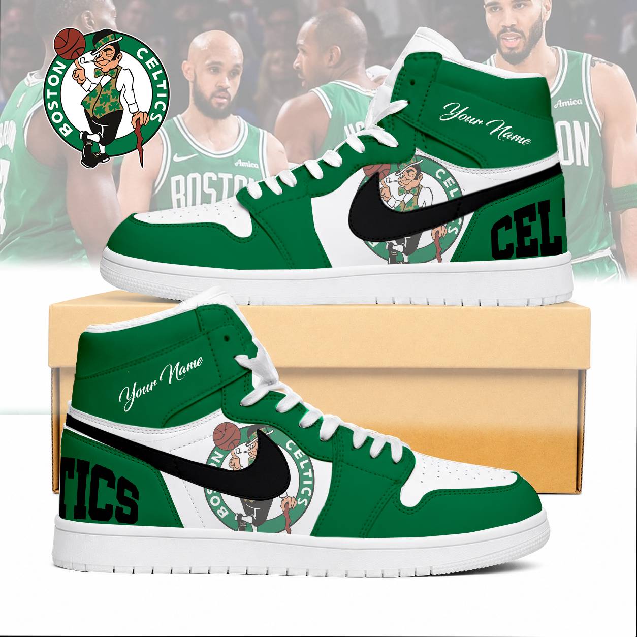 LIMITED EDITION - NEW CUSTOMIZED NBA03 BCE BOSTON CELTICS AIR JORDAN SNEAKERS