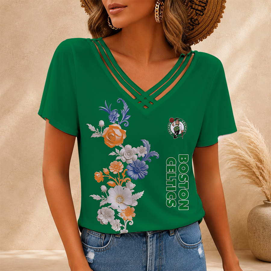 [HOT DEAL] NEW CUSTOMIZED NBA03 BCE BOSTON CELTICS V-NECK SHIRT