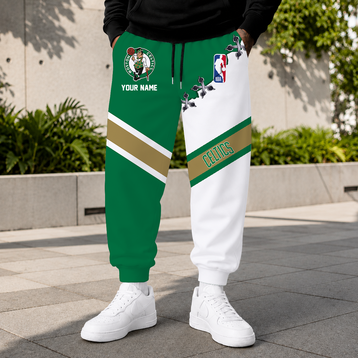 ELITE EDITION - NEW CUSTOMIZED NBA03 BCE BOSTON CELTICS SWEATPANTS