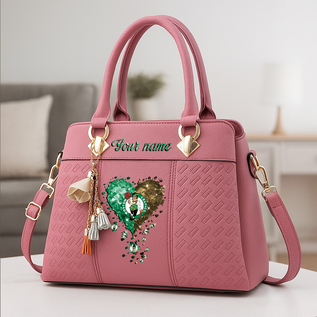 LIMITED EDITION - NEW CUSTOMIZED NBA03 BCE BOSTON CELTICS ZIP HANDBAG MULTICOLOR