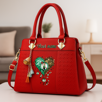 LIMITED EDITION - NEW CUSTOMIZED NBA03 BCE BOSTON CELTICS ZIP HANDBAG MULTICOLOR