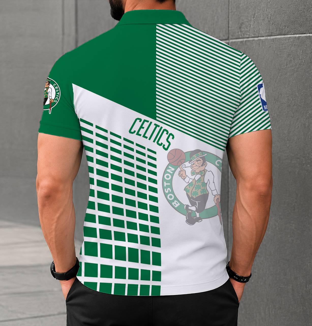 LIMITED EDITION - NEW CUSTOMIZED NBA03 BCE BOSTON CELTICS POLO SHIRT