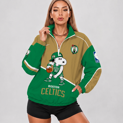 [HOT DEAL] NEW CUSTOMIZED NBA03 BCE BOSTON CELTICS V-NECK ZIPPER SWEATSHIRT JACKET