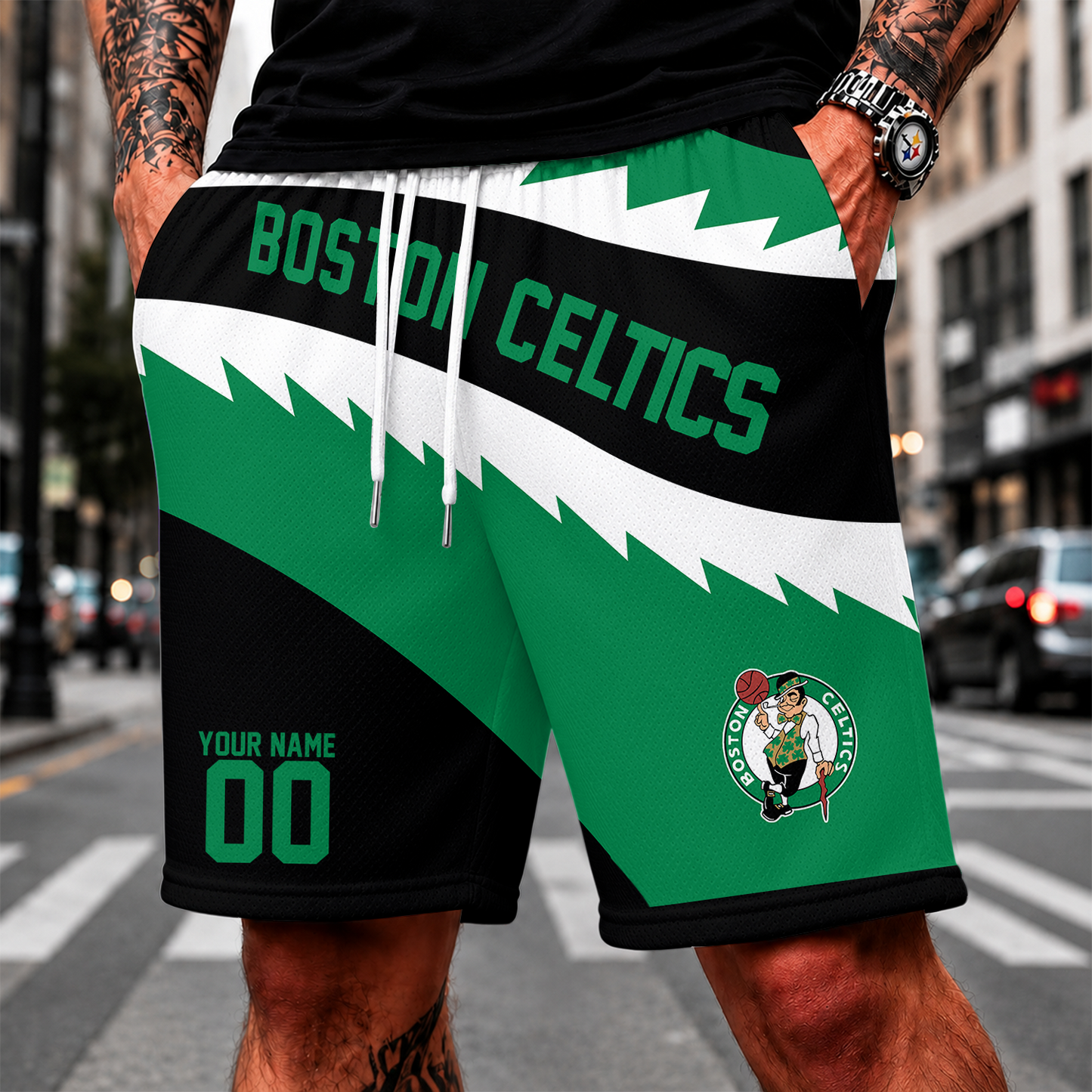 [HOT DEAL] NEW CUSTOMIZED NBA03 BCE BOSTON CELTICS SHORT PANTS