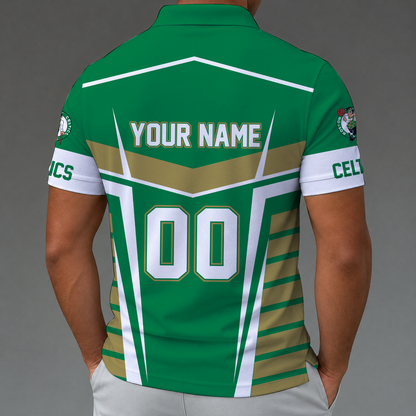 [HOT DEAL] NEW CUSTOMIZED NBA03 BCE BOSTON CELTICS ZIP POLO SHIRT