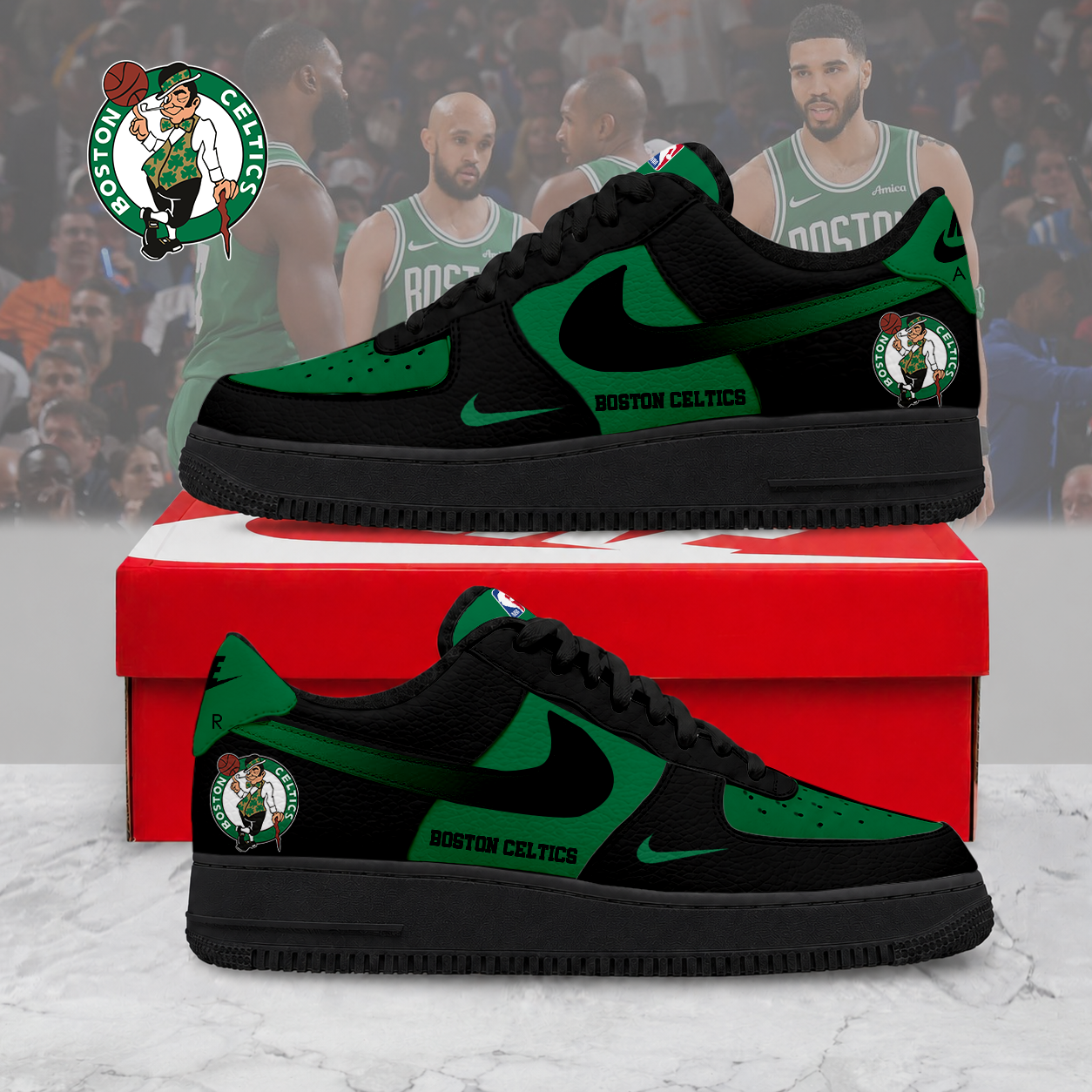 LIMITED EDITION - NEW CUSTOMIZED NBA03 BCE BOSTON CELTICS AF1 SNEAKERS