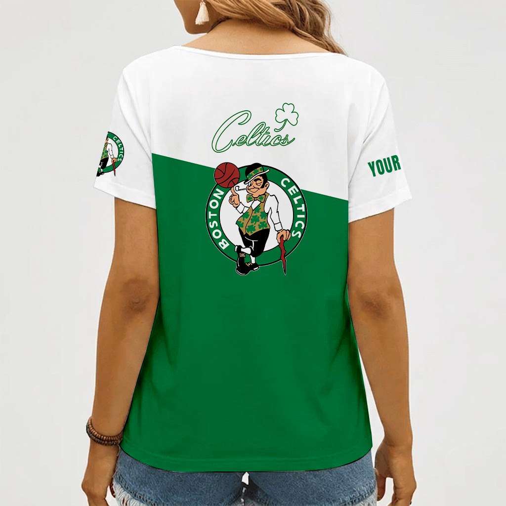 [HOT DEAL] NEW CUSTOMIZED NBA03 BCE BOSTON CELTICS V-NECK FEMALE SHIRT
