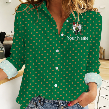 ELITE EDITION - NEW CUSTOMIZED NBA03 BCE BOSTON CELTICS WOMEN CASUAL SHIRT FOR FAN