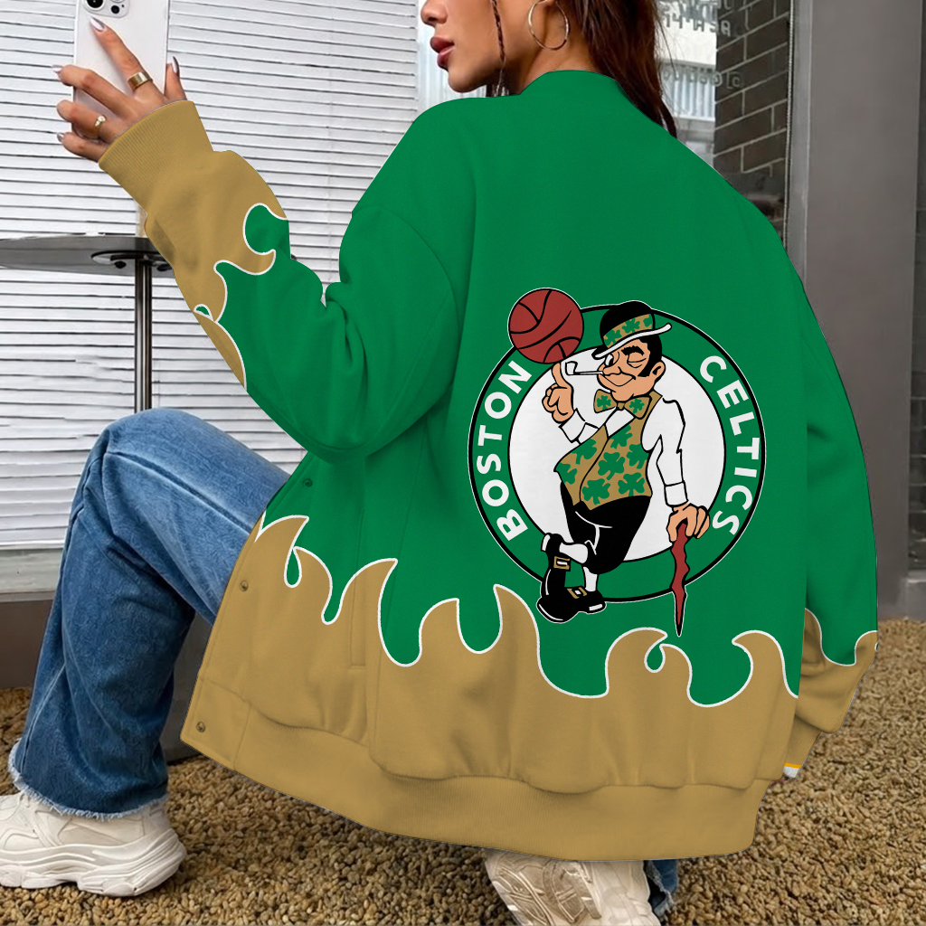 LIMITED EDITION - NEW CUSTOMIZED NBA03 BCE BOSTON CELTICS BASEBALL JACKET, SATIN VARSITY JACKET