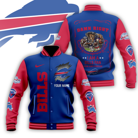 LIMITED EDITION - NEW CUSTOMIZED NFL03 BFB BUFFALO BILLS BASEBALL JACKET