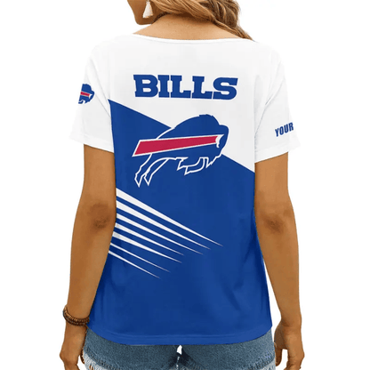[SPECIAL OFFER] NEW CUSTOMIZED NFL03 BFB BUFFALO BILLS V-NECK FEMALE SHIRT
