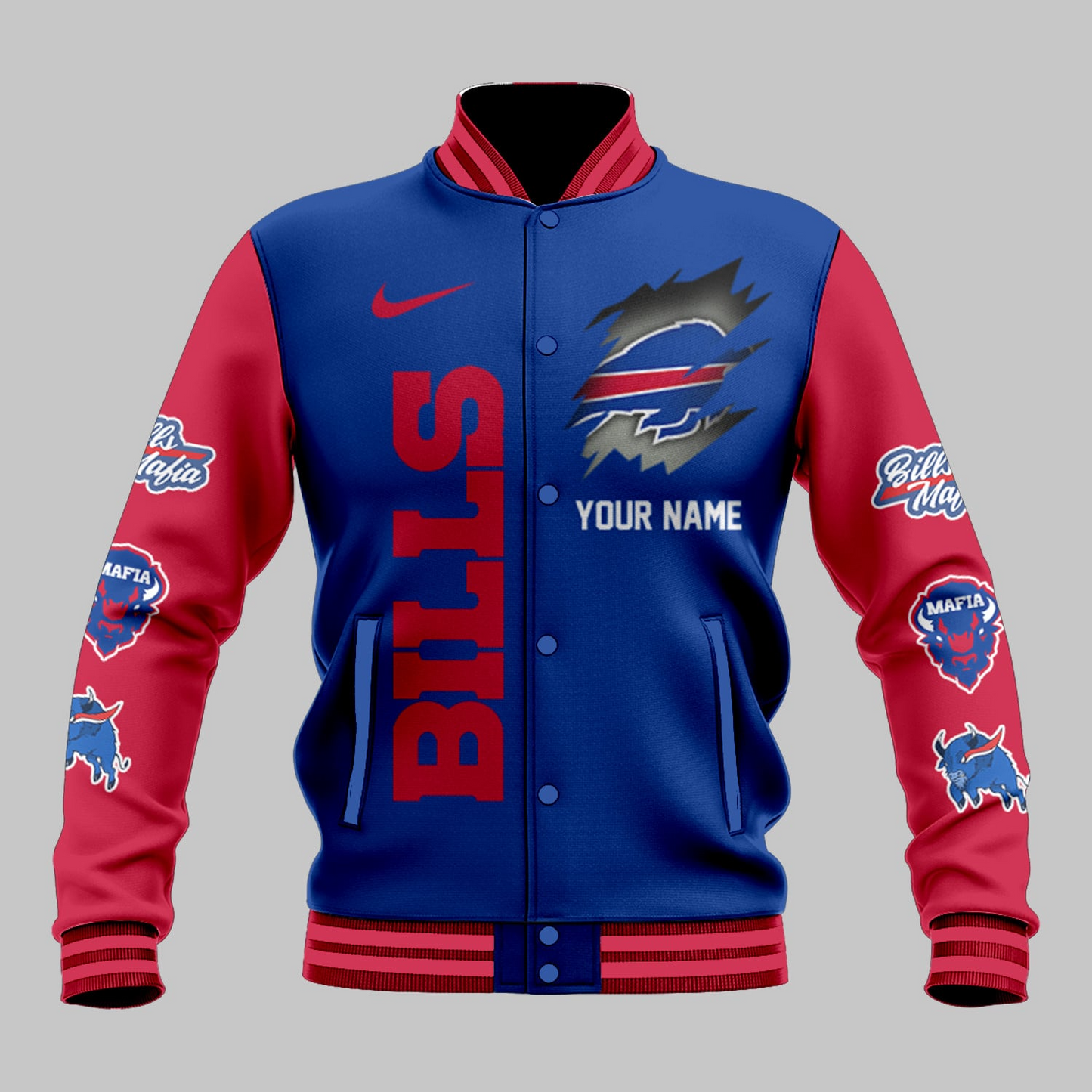 LIMITED EDITION - NEW CUSTOMIZED NFL03 BFB BUFFALO BILLS BASEBALL JACKET