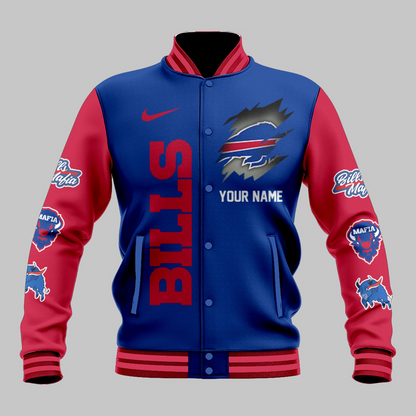 LIMITED EDITION - NEW CUSTOMIZED NFL03 BFB BUFFALO BILLS BASEBALL JACKET