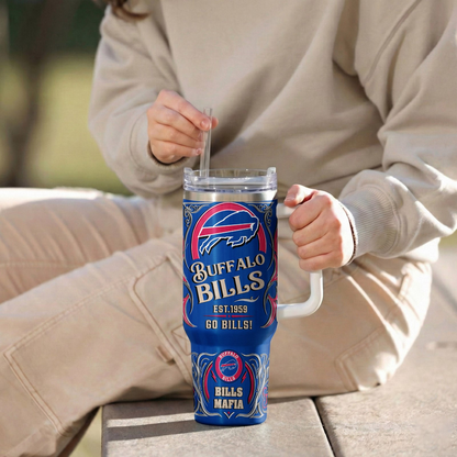 LIMITED EDITION - NEW CUSTOMIZED NFL03 BFB BUFFALO BILLS 40OZ TUMBLER