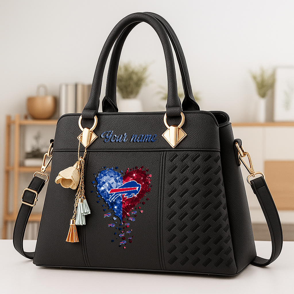 LIMITED EDITION - NEW CUSTOMIZED NFL03 BFB BUFFALO BILLS ZIP HANDBAG MULTICOLOR