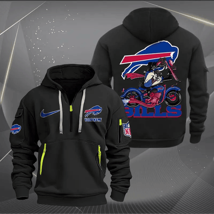 [SPECIAL OFFER] NEW CUSTOMIZED NFL03 BFB BUFFALO BILLS MUTICOLOR QUARTER ZIP HOODIE