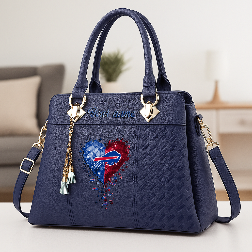 LIMITED EDITION - NEW CUSTOMIZED NFL03 BFB BUFFALO BILLS ZIP HANDBAG MULTICOLOR
