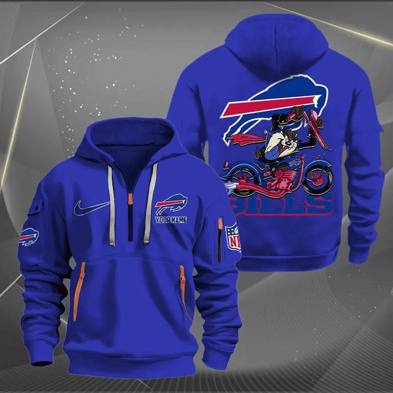 [SPECIAL OFFER] NEW CUSTOMIZED NFL03 BFB BUFFALO BILLS MUTICOLOR QUARTER ZIP HOODIE