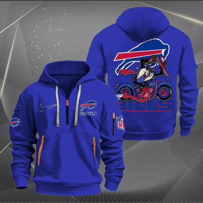 [SPECIAL OFFER] NEW CUSTOMIZED NFL03 BFB BUFFALO BILLS MUTICOLOR QUARTER ZIP HOODIE