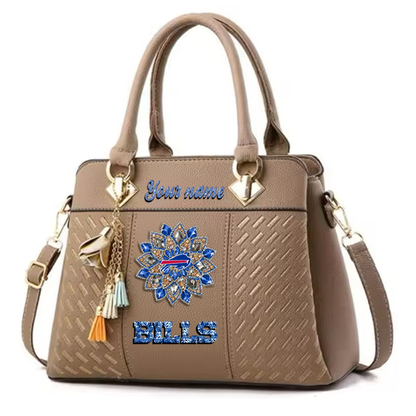 LIMITED EDITION - NEW CUSTOMIZED NFL03 BFB BUFFALO BILLS WOMEN'S ZIP HANDBAG MULTICOLOR