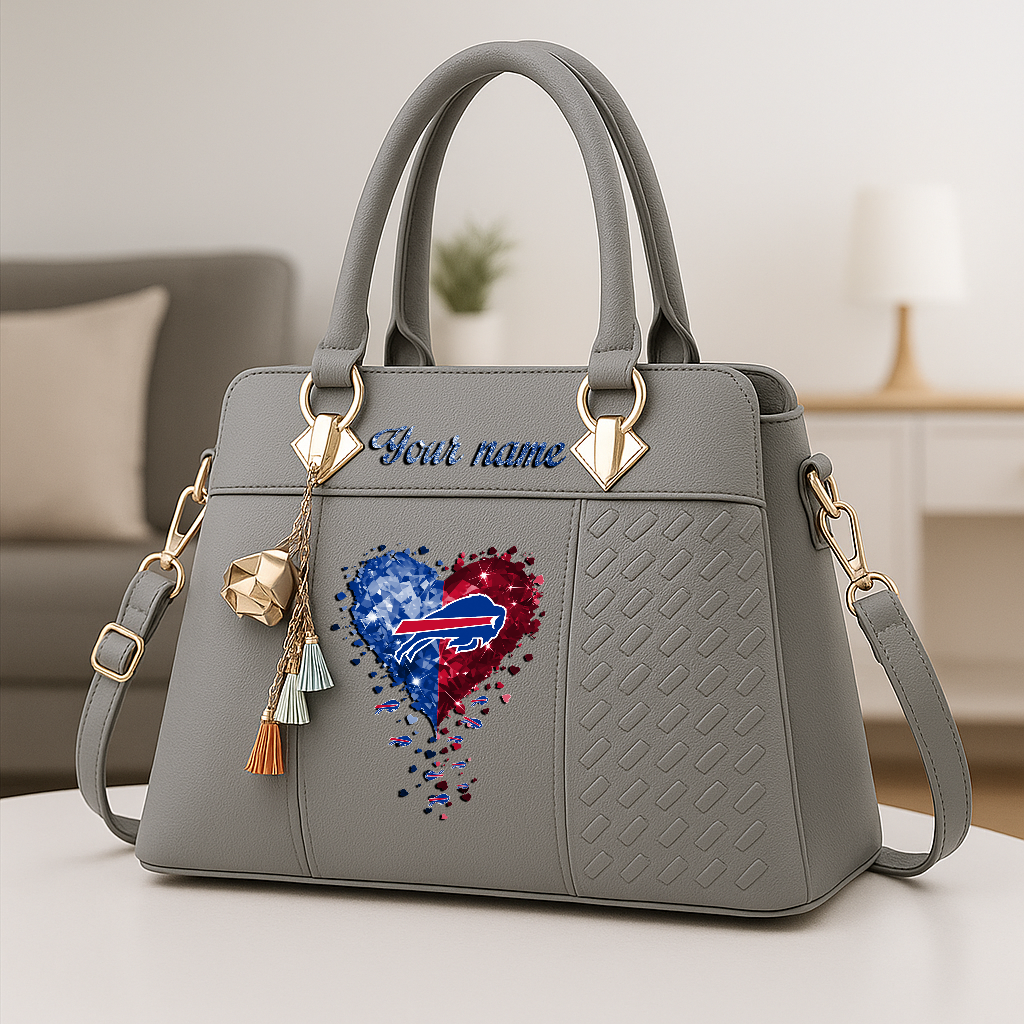 LIMITED EDITION - NEW CUSTOMIZED NFL03 BFB BUFFALO BILLS ZIP HANDBAG MULTICOLOR