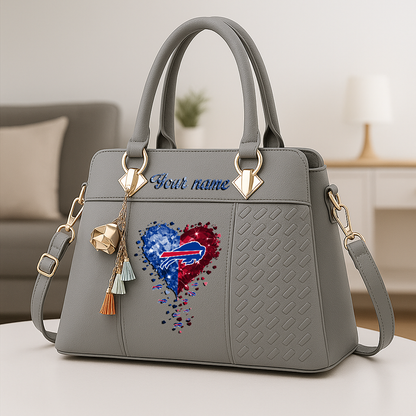 LIMITED EDITION - NEW CUSTOMIZED NFL03 BFB BUFFALO BILLS ZIP HANDBAG MULTICOLOR