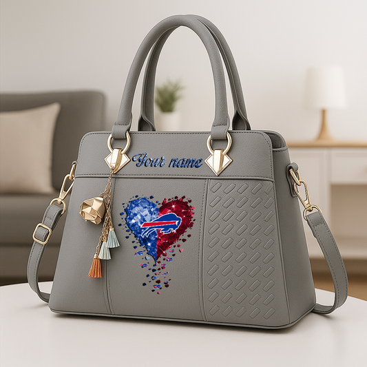 LIMITED EDITION - NEW CUSTOMIZED NFL03 BFB BUFFALO BILLS ZIP HANDBAG MULTICOLOR