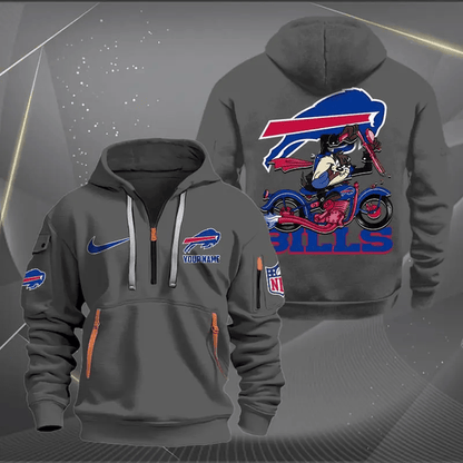 [SPECIAL OFFER] NEW CUSTOMIZED NFL03 BFB BUFFALO BILLS MUTICOLOR QUARTER ZIP HOODIE
