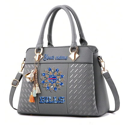 LIMITED EDITION - NEW CUSTOMIZED NFL03 BFB BUFFALO BILLS WOMEN'S ZIP HANDBAG MULTICOLOR