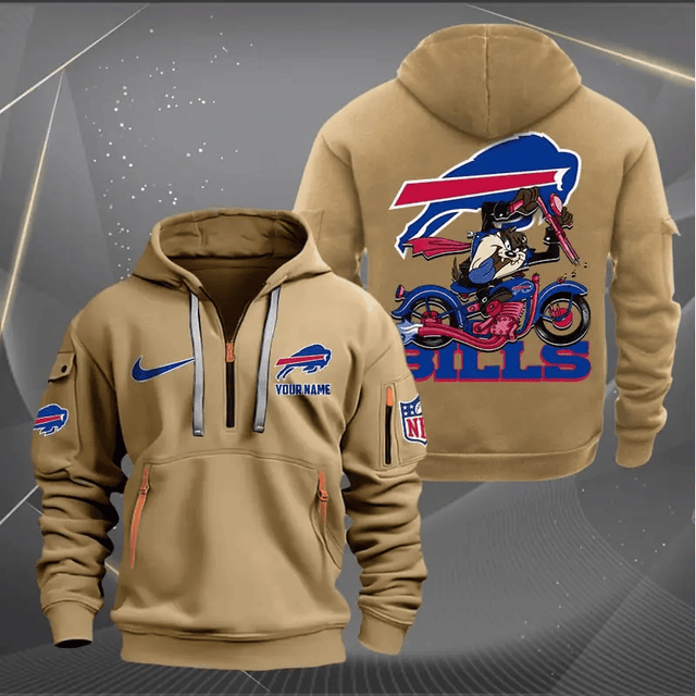 [SPECIAL OFFER] NEW CUSTOMIZED NFL03 BFB BUFFALO BILLS MUTICOLOR QUARTER ZIP HOODIE
