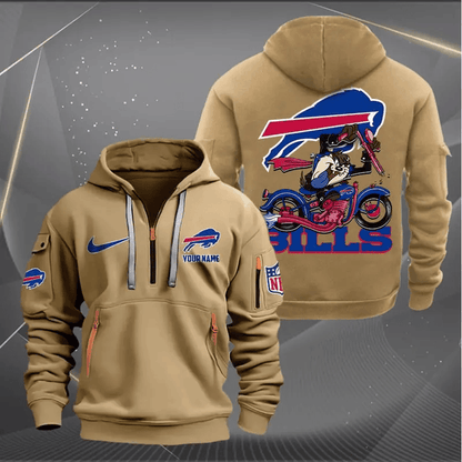 [SPECIAL OFFER] NEW CUSTOMIZED NFL03 BFB BUFFALO BILLS MUTICOLOR QUARTER ZIP HOODIE