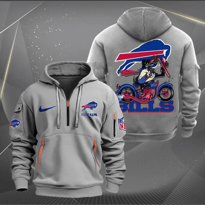 [SPECIAL OFFER] NEW CUSTOMIZED NFL03 BFB BUFFALO BILLS MUTICOLOR QUARTER ZIP HOODIE