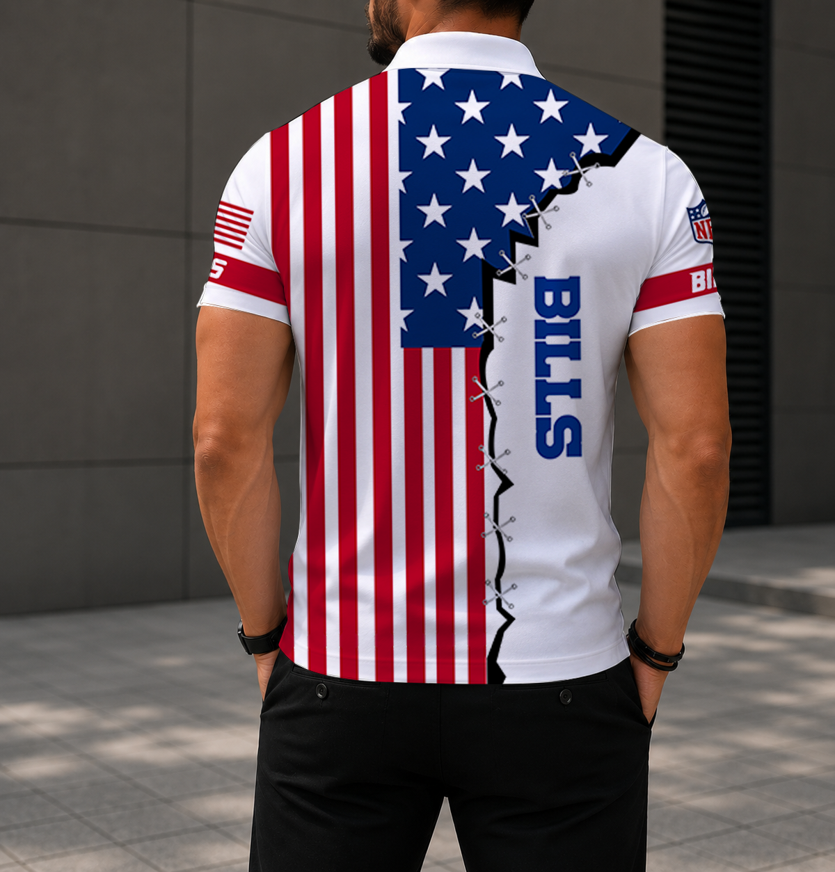 LIMITED EDITION - NEW CUSTOMIZED NFL03 BFB BUFFALO BILLS POLO SHIRT, ZIP POLO SHIRT & T-SHIRTS