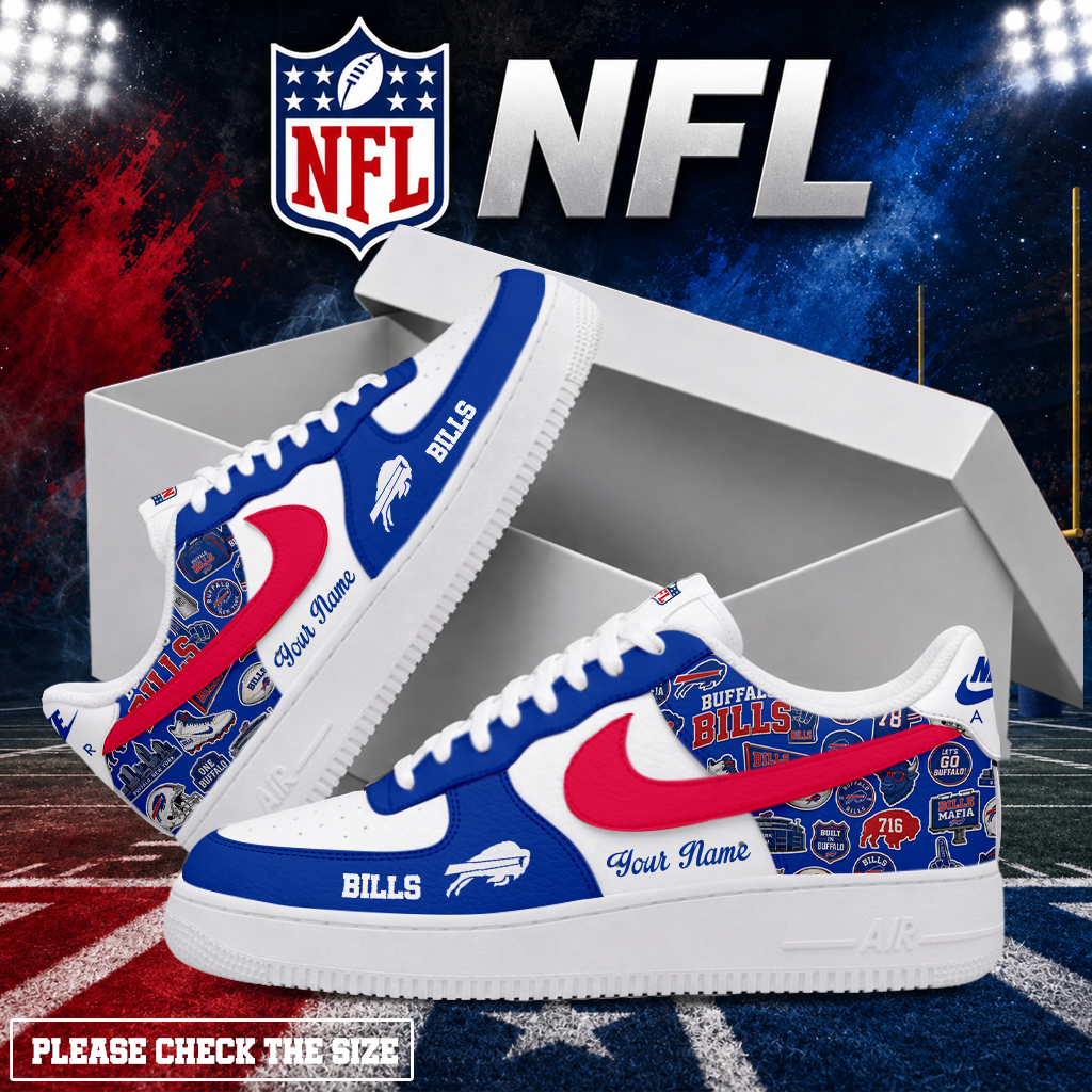 LIMITED EDITION - NEW CUSTOMIZED NFL03 BFB BUFFALO BILLS AF1 SHOES