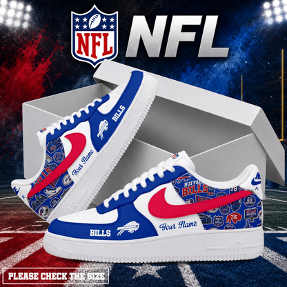 LIMITED EDITION - NEW CUSTOMIZED NFL03 BFB BUFFALO BILLS AF1 SHOES