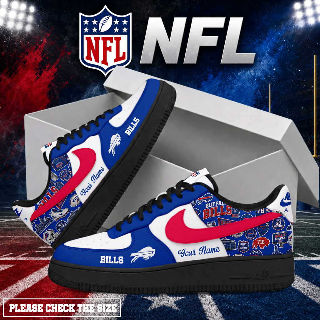 LIMITED EDITION - NEW CUSTOMIZED NFL03 BFB BUFFALO BILLS AF1 SHOES