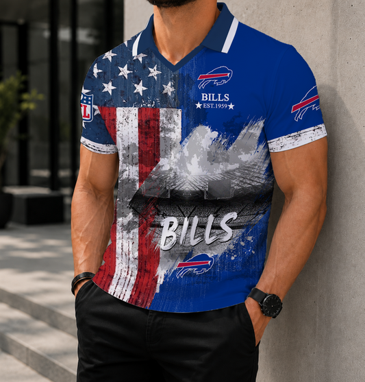 SPECIAL EDITION - NEW CUSTOMIZED NFL03 BFB BUFFALO BILLS POLO SHIRT