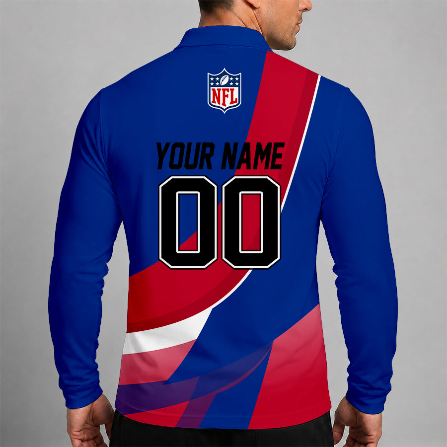[SPECIAL OFFER] NEW CUSTOMIZED NFL03 BFB BUFFALO BILLS LONG SLEEVE POLO SHIRT