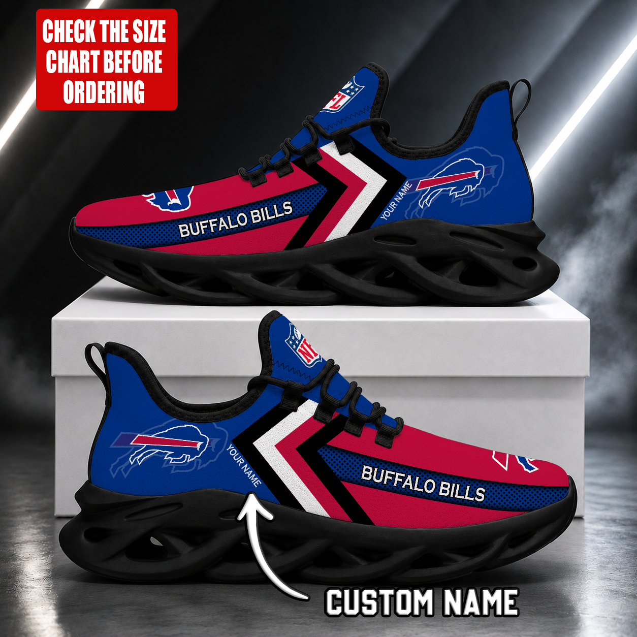 LIMITED EDITION - NEW CUSTOMIZED NFL03 BFB BUFFALO BILLS UNISEX MAX SOUL SHOES
