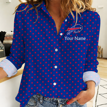 LIMITED EDITION - NEW CUSTOMIZED NFL03 BFB BUFFALO BILLS WOMEN CASUAL SHIRT