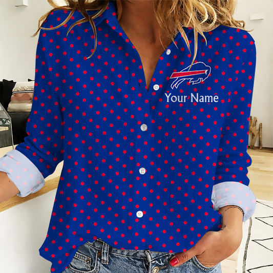 LIMITED EDITION - NEW CUSTOMIZED NFL03 BFB BUFFALO BILLS WOMEN CASUAL SHIRT
