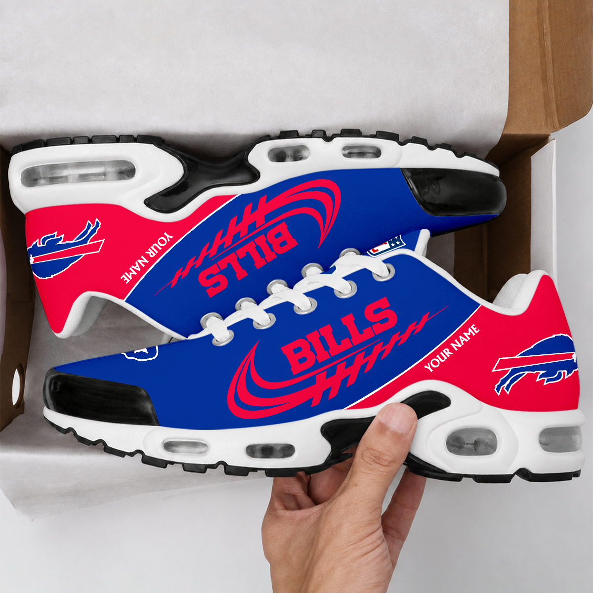 LIMITED EDITION - NEW CUSTOMIZED NFL03 BFB BUFFALO BILLS AIR MAX PLUS SNEAKERS