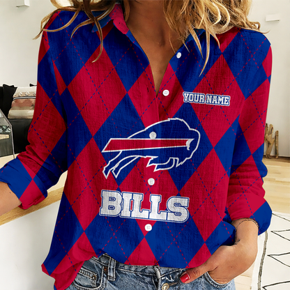 LIMITED EDITION - NEW CUSTOMIZED NFL03 BFB BUFFALO BILLS WOMEN CASUAL SHIRT FOR FAN