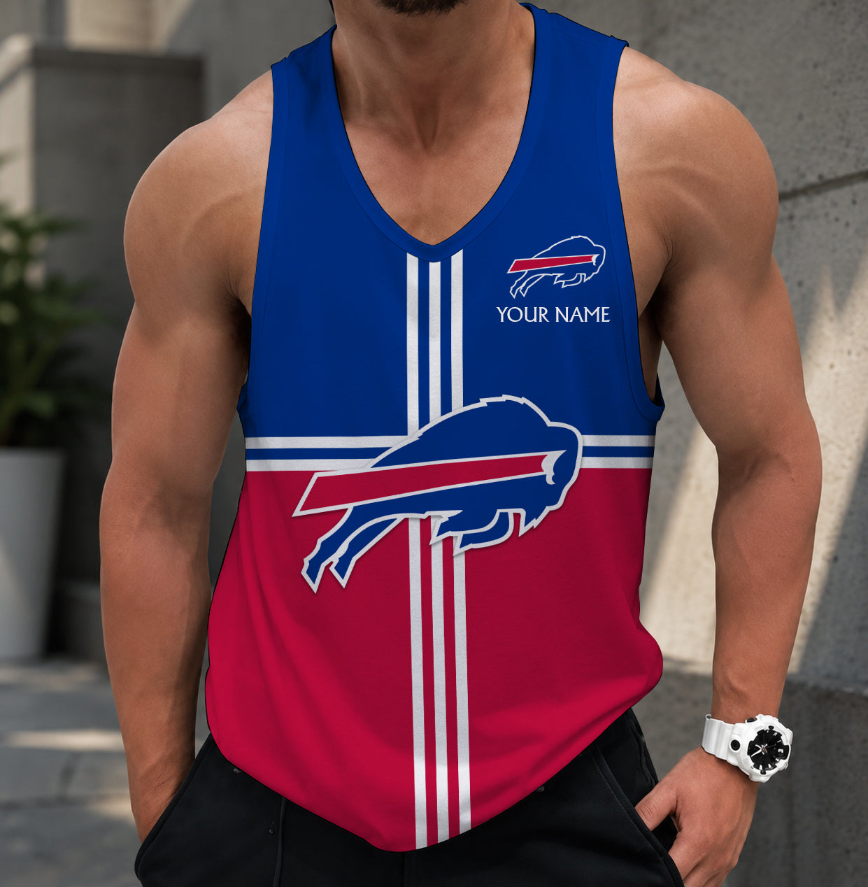 EXCLUSIVE EDITION - NEW CUSTOMIZED NFL03 BFB BUFFALO BILLS TANK TOP