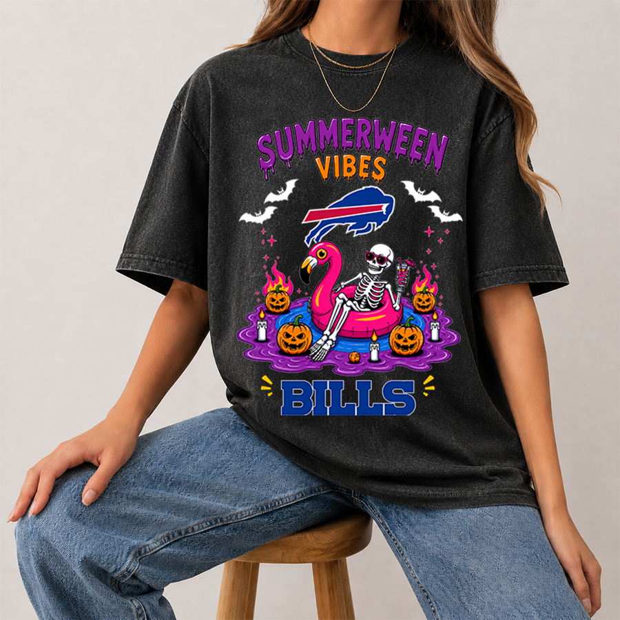 [SPECIAL OFFER] NEW CUSTOMIZED NFL03 BFB BUFFALO BILLS SUMMERWEEN MULTICOLOR WASHED TEE