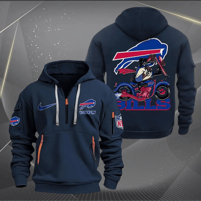 [SPECIAL OFFER] NEW CUSTOMIZED NFL03 BFB BUFFALO BILLS MUTICOLOR QUARTER ZIP HOODIE