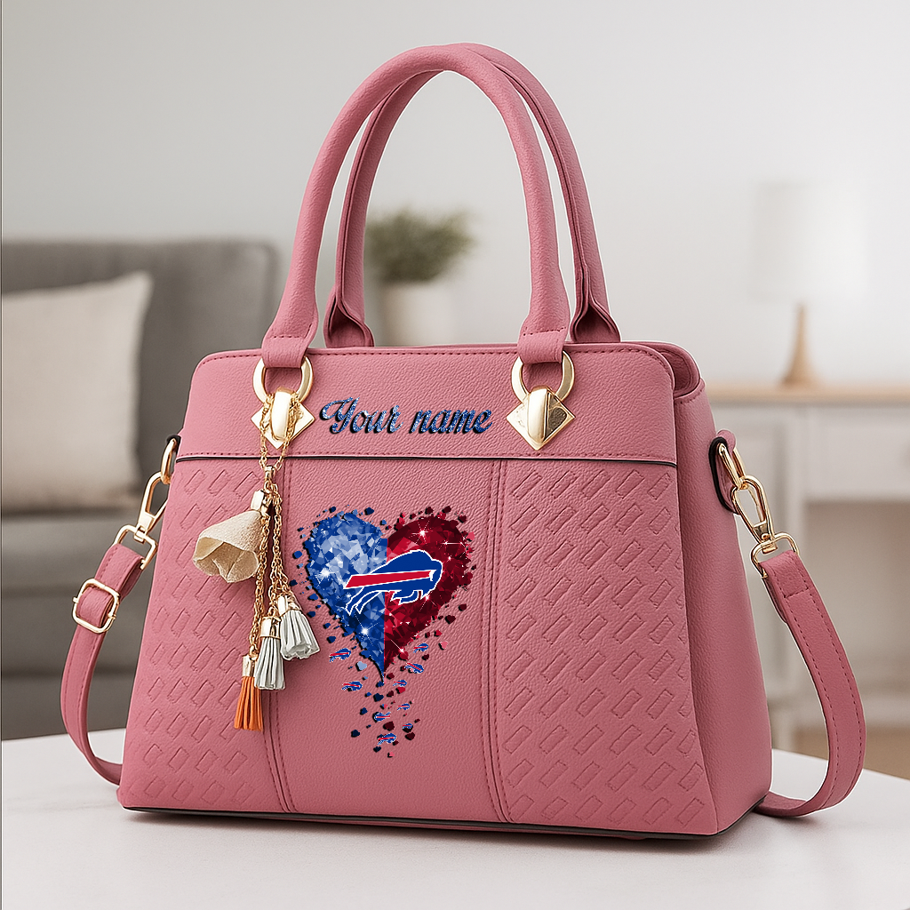 LIMITED EDITION - NEW CUSTOMIZED NFL03 BFB BUFFALO BILLS ZIP HANDBAG MULTICOLOR